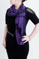 Палантин двусторонний, ромбовидное плетение, 70х290см чёрный, фиолетовый