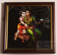 Картина в рамке "Юный Кришна с матерью", 17х17см