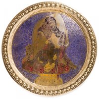 Тарелка настенная, 48,5 см, Шива и Парвати, фиолетовая (латунь)