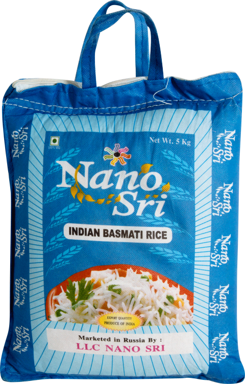 Индийский Рис Басмати, Нано Шри, непропаренный, (синий мешок) 5 кг